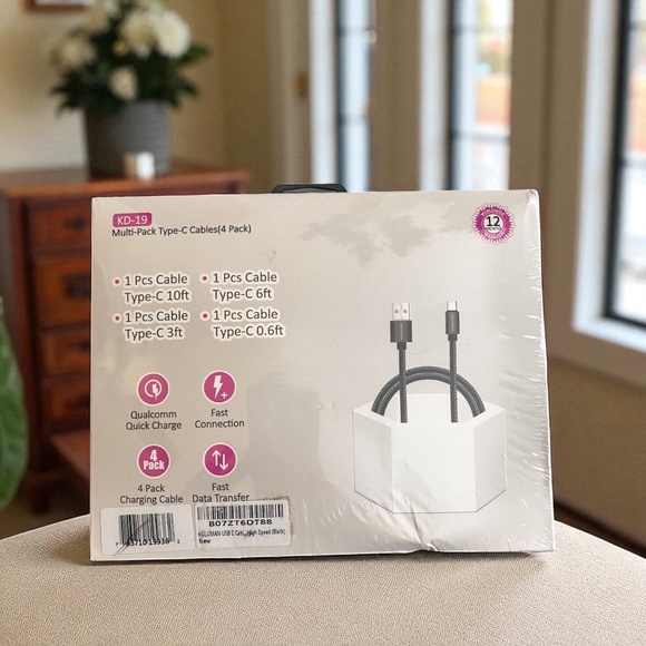 🚨NEW🚨iPhone Type-C Charging Cables (4 Pack)Variety of sizes.Fast Charge & Data - Picture 3 of 3